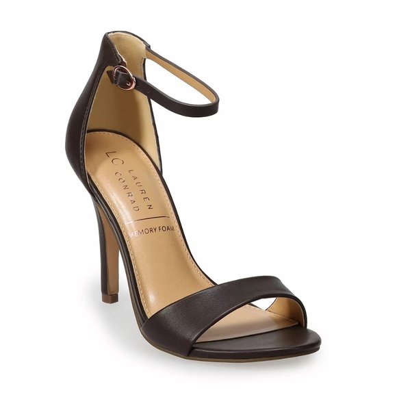 LC Lauren Conrad Shoes - LC Lauren Conrad Hematite Chocolate Brown Ankle Strap Heeled Sandals 9.5